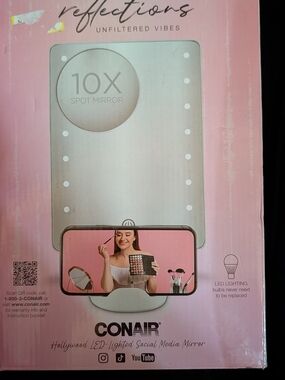 Conair Reflections LED Lighted Mirror - Pink & Silver